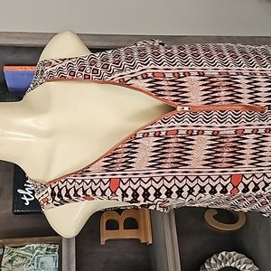 Ro & De Lovely Day Womens Top Size Small Orange Brown Geometric